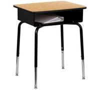 Flash Furniture Scrivania per Studenti con Scatola per Libri in Metallo Aperta, Laminato, Acciaio, Naturale, Set di 1
