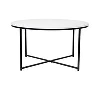 Flash Furniture Hampstead Collection - Tavolino da caffè moderno con finitura bianca e cornice nera opaca incrociata