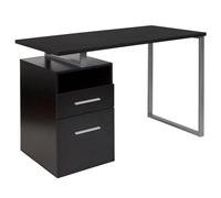 Flash Furniture Harwood, scrivania per computer con due cassetti e struttura in metallo color argento