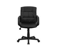 Flash Furniture mid-back Black Leather sedia girevole da ufficio con braccioli in nylon