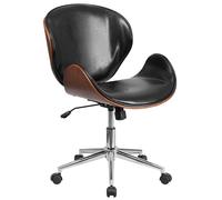 Flash Furniture Mid posteriore in legno naturale da conferenza girevole in pelle Contemporaneo Black