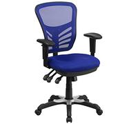 Flash Furniture Nicholas - Sedia Girevole da Ufficio e da Gioco, con Schienale Medio, ergonomica, con Supporto Lombare e Altezza Regolabili, Colore: Blu