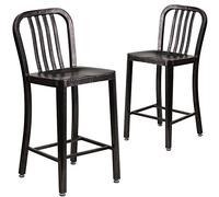 Flash Furniture Sedia da esterno, in acciaio zincato, oro/nero anticato, 48,26 x 40,01 x 92,08 cm