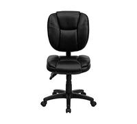 Flash Furniture Sedia da Ufficio ergonomica Girevole Multifunzione con Schienale Centrale con Imbottitura Superiore, Metallo, Nero Leathersoft, Set di 1