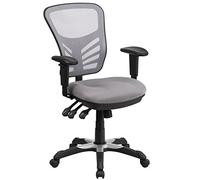 Flash Furniture Sedia da Ufficio Girevole, Multifunzione, con Schienale a Mezza Altezza, in Mesh, Ergonomica, con Braccioli Regolabili, Colore Grigio