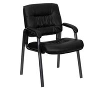 Flash Furniture Sedia direzionale con imbottitura parziale, verniciata a polvere, in metallo, ecopelle nera/telaio grigio titanio, set da 1 unità