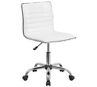 Flash Furniture Sedia direzionale girevole da ufficio, ergonomica, seduta in vinile sagomata regolabile in altezza, finitura cromata, bianco, 54,61 x 45,72 x 91,44 cm