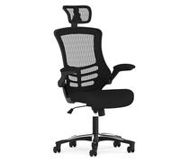 Flash Furniture Sedia ergonomica da ufficio, con supporto a rete, schienale alto con poggiatesta, seduta regolabile in altezza e leva di blocco dell’inclinazione, nero, 60,96 x 64,77 x 133,35 cm