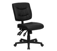 Flash Furniture Sedia girevole multifunzione in pelle con schienale medio, in metallo, nero, 71,12 x 60,96 x 58,42 cm