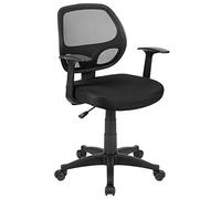 Flash Furniture Sedia operativa con schienale di media altezza, nero, in tessuto, misure in cm (lunghezza x larghezza x altezza) 61 x 53,34 x 99 cm