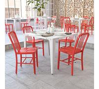 Flash Furniture Sedia per interni ed esterni, in lega di acciaio e plastica, colore rosso, 50,8 x 39,37 x 84,46 cm
