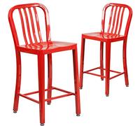 Flash Furniture Sgabello da banco per interni ed esterni, altezza 61 cm, altezza 61 cm, con schienale verticale a doghe