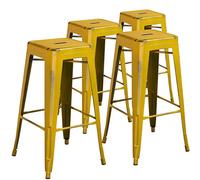 Flash Furniture - Sgabello da Bar in Metallo Anticato per Interni, 76 cm, Colore Nero 4 pz 4 pz Giallo