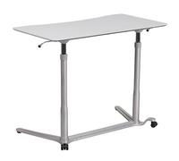 Flash Furniture Scrivania ergonomica per Computer Seduta, in Piedi, Metallo, Grigio Chiaro, Set di 1