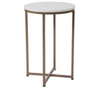 Flash Furniture Tavoli residenziali, Altro, Bianco/Oro Opaco, 15.75" W x 15.75" D x 24" H