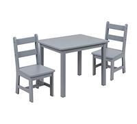 Flash Furniture Tavolo e sedia in legno massiccio per bambini, camera da letto, cucina, set da 3 pezzi, legno della gomma (parawood), grigio