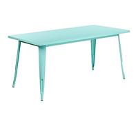 Flash Furniture Tavolo Rettangolare in Metallo per Interni ed Esterni, 80 x 160 cm, Colore Verde Menta, 80 x 160 cm (Larghezza x Lunghezza)