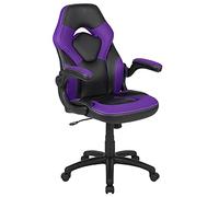 Flash Furniture X10 Gaming da Ufficio ergonomica, Sedia Girevole Regolabile con braccioli ribaltabili, Colore Viola/Nero in Pelle Morbida