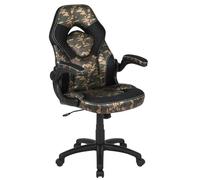 Flash Furniture X10 Sedia da Gioco Corse Sedia da Ufficio Ergonomica Girevole PC Regolabile con Braccioli Alzabili Camouflage Nero LeatherSoft Poliuretano