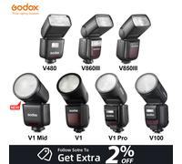 Flash Godox V1 Mid/V1/V1PRO/V100/V480/V860/V850 Serie Li-ion a testa rotonda, Speedlite TTL wireless per fotocamere C/N/S/F/O