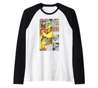 Flash Gordon Battaglia Eroica Retro Comic Frames Maglia con Maniche Raglan