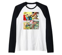 Flash Gordon Cattura Ming Retro Comic Frames Maglia con Maniche Raglan