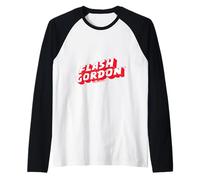 Flash Gordon Effetto Flash Retro Comic Text Logo Maglia con Maniche Raglan