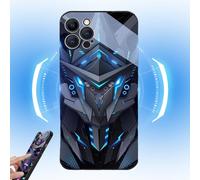 Flash Phonecase for IPhone, Super Armor Flash Phone Case, Colorful Nightlight Tempered Glass Phone Protective Case, Voice Control Mechanical Mobile Phone Case for 15 14 13 12 Pro Max (#04,12)