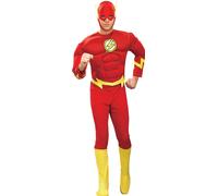 Rubie's 888079 Official The Flash Costume Deluxe with Muscle Chest Costume, Adul