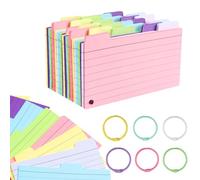 Flashcard da 300 pagine, Schede di Revisione da 3,5×5" con 6 anelli leganti metallici, Schede a Righe per la casa, la scuola, l'ufficio