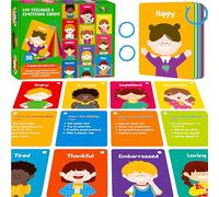 Flashcard delle Emozioni, 50 Diverse Sensazioni con Abilità di Coping - Imparare a Identificare Varie Emozioni, Visi di Personaggi dei Cartoni Animati per Bambini con Autismo, ADHD