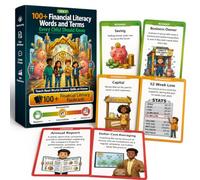 Flashcard per alfabetizzazione finanziaria per bambini e adolescenti, 108 flashcard educative per gestione del denaro, risparmio, investimento ed economia