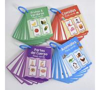 Flashcard per l'apprendimento della lingua spagnola, adatte per bambini di età compresa tra 3 e 6 anni, giocattoli Montessori, giocattoli per l'autismo, schede con vocabolario spagnolo comune, flashca