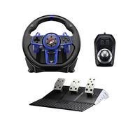 Flashfire SUZUKA 900S - Volante da corsa regolabile, versione Premium PS5, compatibile con PS3, PS4, PS5, Nintendo Switch, rotazione di 270-900 gradi con 3 pedaliere e cambio H, nero e blu (F111)