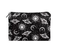 Flashideas Borsa per il trucco con sole gotico falena per borsa da viaggio borsa cosmetica borsa per il trucco facile da prendere in pelle PU portatile versatile custodia con cerniera per donne regali