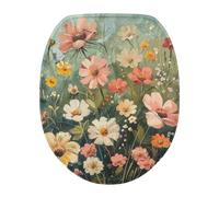 Flashideas Copriwater con stampa floreale, per bagno, super morbido, adatto alla maggior parte dei coperchi del WC, lavabile in lavatrice, accessori decorativi per il bagno