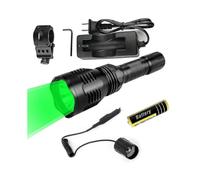 Flashlight Green Light Super Powerful 2000 Lumens Tactical Torch Remote Rechargeable Waterproof Hunting Torch for Camping Mountaineering Hiking