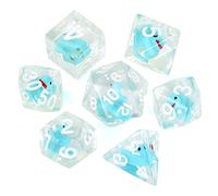 FLASHOWL Dadi d'anatra, dadi poliedrici e RPG, set di dadi DND con anatra all'interno, giochi di ruolo poliedrici, giochi di ruolo D20, dadi Dungeons and Dragon, 7 pezzi, blu
