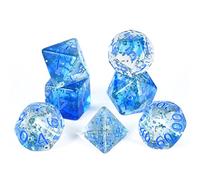 FLASHOWL Dadi in Nastro di Cristallo Trasparente D20 per Dungeons and Dragons, Giochi da Tavolo, Poliedrici per DND RPG MTG (7 Pezzi Rossi)