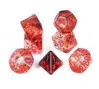 FLASHOWL Dadi in Nastro di Cristallo Trasparente D20 per Dungeons and Dragons, Giochi da Tavolo, Poliedrici per DND RPG MTG (7 Pezzi Rossi)