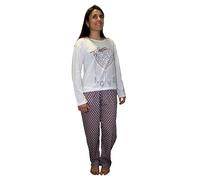 FLASHPIJAMAS Pigiama Donna 100% Cotone 2 Pezzi Maniche Lunghe e Pantaloni. Stampato su Collo Rotondo, Morbido e Traspirante. Modello Ranco
