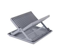 FlashPrix Scolapiatti pieghevole con vassoio, scolapiatti in plastica resistente, per cucina, compatto, grande capacità, 37 x 33 x 21 cm, grigio