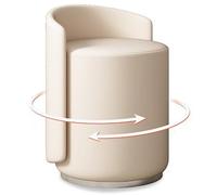 FlashsCar Sgabello da toeletta girevole a 360° per sala trucco, sedia con schienale basso, per camera da letto, toletta, sala studio (bianco)