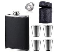 Flask 8oz,304 (18/8) Stainless Steel Flask Black Leak Proof Flask,Whiskey Flasks for Liquor for Men,Funnel and Shot Glasses Flask Set