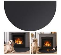 FLASLD Tappetini sotto la griglia per proteggere la coperta ignifuga del camino, 81 × 152 cm, tappeto mezzo rotondo per proteggere i pavimenti da scintille e braci, nero