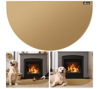 FLASLD Tappetino per camino ignifugo 80x150 cm, mezzo rotondo per focolare protegge i pavimenti dalle scintille di braci, marrone