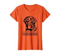 Flat Coated Retriever Life is Better Scritta Cane Maglietta, Donna, Arancio, L