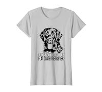 Flat Coated Retriever Life is Better Scritta Cane Maglietta, Donna, Argento, XS