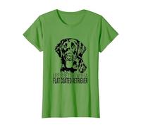 Flat Coated Retriever Life is Better Scritta Cane Maglietta, Donna, Erba, XS
