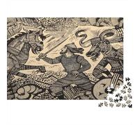 Flat design: scena di battaglia vichinga Puzzle 1000Pcs Decorazione Per La Casa. Rilassamento E Intelligence Per Adulti E Bambini Da 14 Anni 38x26cm/1000pcs